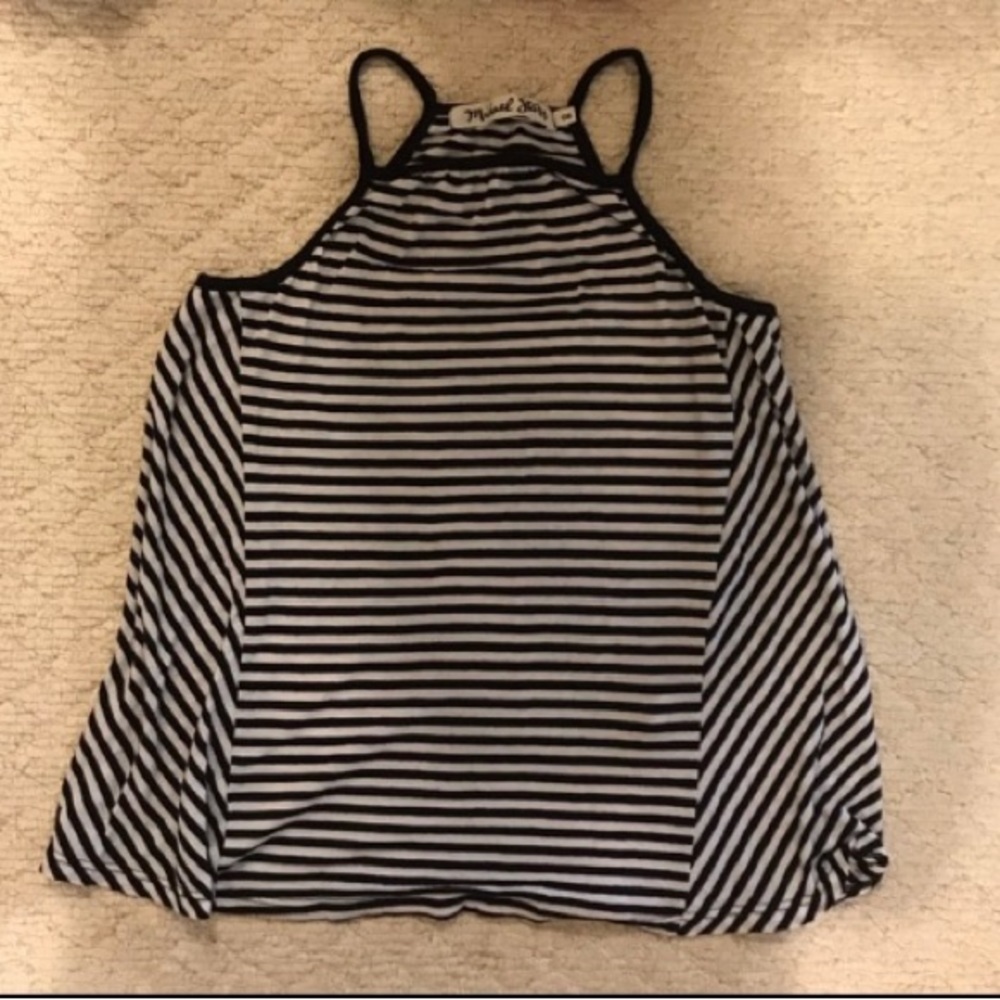 Black and White linen blend tank top EUC • Michael Stars • small